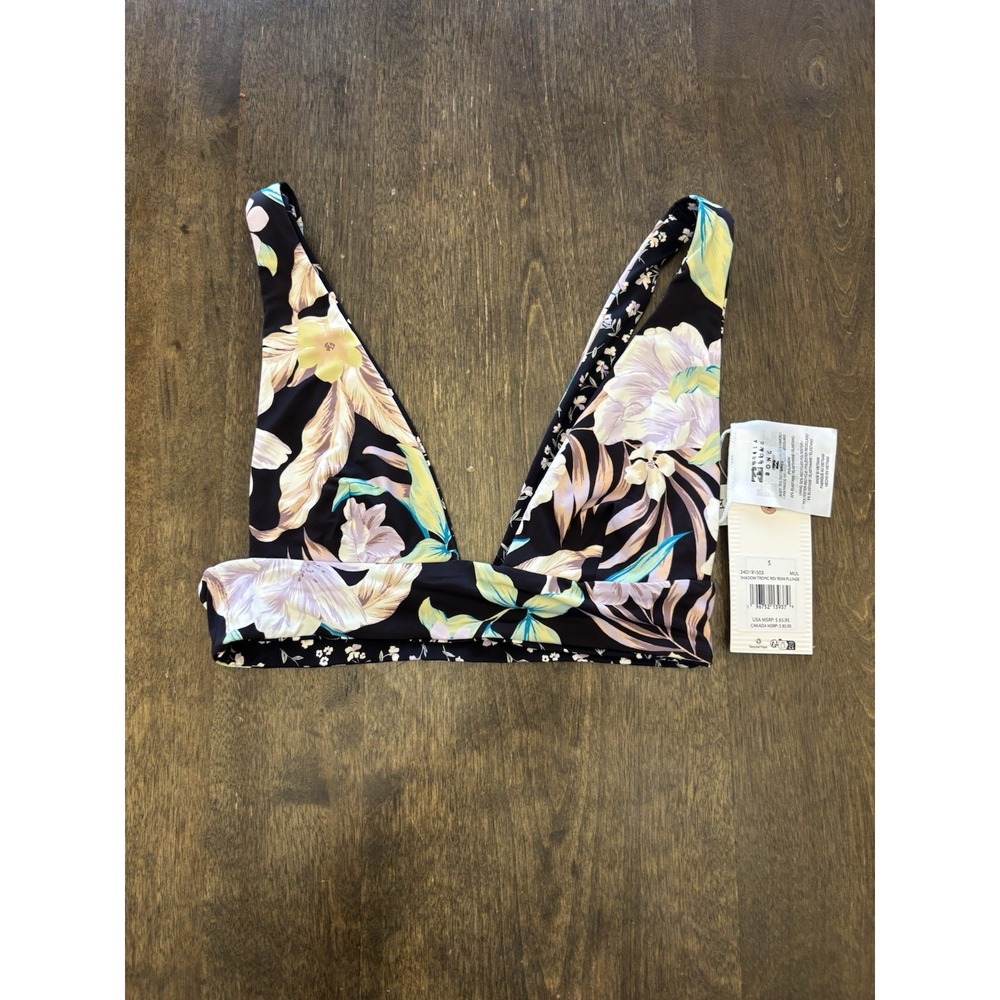 Billabong Women's Shadow Tropic Reversible Plunge Bikini Top Black Small